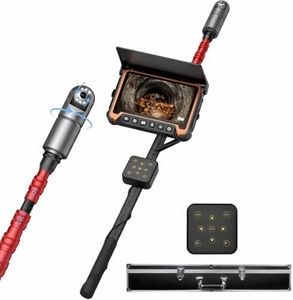 Sumkea Telescopic Pole Inspection Camera, 360° Rotating Camera with Light, 7" HD Screen, 3M Carbon Fiber Cameras Pole for Roof, Gutter, Drain, Sewer, Crawlspace Inspection, IP68, Li-ion 6000 mAh