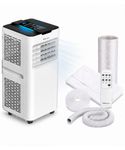 EMtronics 12,000BTU Portable Air Conditioner, Dehumidifier, Sleep Mode and Cooling Fan 4-in-1 with Remote Control, 24 Hour Timer and Air Con Window Vent Kit - White