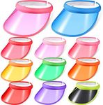 Set of 11 Pack Sun Visor Hats Women Men Clear Visor Cap Brim Head UV Protection Hat Adjustable Sportswear Visors Sunhat Candy Colored Headwear for Party Tennis Outdoor Sports Beach Golf Cap 11 Styles, 11 Colors, One Size