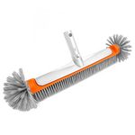 Poolvio Professional 17.5" Floor & Wall Pool Cleaning Brush with Tough Around Nylon Bristles, EZ Clip Aluminum Handle- Easily Sweep from Walls, Floors, Steps (Orange)