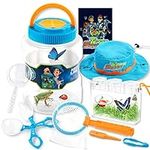 Play-Act Bug Catcher Nature Exploration Set - Includes Habitat Bucket, Critter Box, Activity Booklet, Butterfly Net, Magnifier, Tweezer, Pipette, Bug Tong, and Exploration Hat Bug Catching Kids 3+