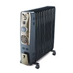 Bajaj OFR Room Heater, 9 Fin 2000 Watts Oil Filled Room Heater with 400W PTC Ceramic Fan Heater, ISI Approved (Majesty 9F Plus Black/Golden)