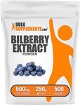 BulkSupplements.com Bilberry Extract Powder - Bilberry Fruit Extract, Antioxidants Supplement, Bilberry Powder - Bilberry Supplement for Eyes, Gluten Free - 500mg per Serving, 250g (8.8 oz)