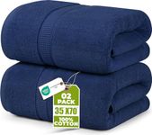 Utopia Towels Luxurious Jumbo Bath Sheet, 35 by 70 Inches, 600 GSM 100% Ring Spun Cotton, Highly Absorbent and Quick Dry Extra Large Bath Towel, Super Soft, Navy, 2 Pack