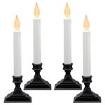 612 Vermont Battery Operated LED Window Candles with Flickering Amber Flame, Automatic Timer, 9.75 Inches Tall (Pack of 4, Antique Bronze)