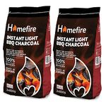 TOPLINE Homefire Instant Light Barbecue Charcoal - Pack of 4 x 850g BBQ Instant Light Lumpwood Charcoal Grill Bags with Topline Card for Outdoor Barbecues, Fire Pit, Camping BBQs., Black (H2)