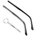 1 Pair Metal Glasses Replacement Arms and Multifunctional 3 in 1 Screwdriver Glasses Repair Tools，Eyewear Frame Temple Replacement Accessories for Thin Metal Glasses, Sunglasses（Black）