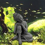 Together-life Sandstone Buddha Decoration, Meditating Buddha Statue for Fish Tank Aquarium Home Garden Decor