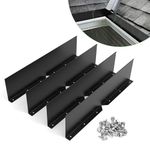 Memrita Gutter Valley Splash Guards Roof Rain Diverter,Aluminum Rain Diverter Roofing Gutter Guards,Bendable fits any corner,Suitable for Most Residential Flat Tile Roof Corners (Black 4pcs)