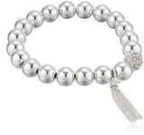 NINE WEST Women's Stretch Tassel Bracelet, Silver, 0, Glass