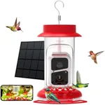 Soliom Humbirdy-The Original Hummingbird Feeder Camera with Ant Moat, Bee Proof, AI Identify Bird Species W/ 3W Solar Panel, Bird Watching Camera W/ 3 Feeding Ports, Gifts Ideas for Family