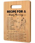 Wedding Gift for Bride and Groom - Happy Marriage Bamboo Cutting Board - Anniversary Wedding Gift for Couple, Bridal Shower Gift, Mr and Mrs Wedding Gift, Wedding Present or Engagement Gift for Couple