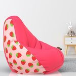 ComfyBean Bag with Beans Filled XXL- Official: Jack & Mayers Bean Bags - for Teenagers - Max User Height : 4.5-5 Ft.-Weight : 45-50 Kgs(Model: Strawberry - H - Pink White)