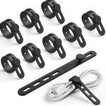 Lamicall 10Pack Silicone Cable Ties, Cord Organizer Wrap - [Reusable & Washable] Wire Ties Management with Lock Buckle, Elastic Adjustable Charger Cable Strap, Electrical Cord Keeper for Home Office