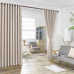 Warm Home Designs 2 of 108" (Width) X 108" (Length) Wall to Wall Cream Ivory Textured Embossed Room Divider Curtains with 2 Matching Tie-Backs. Total Width is 216 Inches (18 feet). EV Ivory Wall 108"