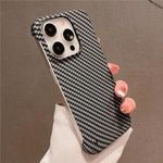 YVWUNH Ultra Thin Carbon Fibre Pattern Frameless Phone Case For iPhone 15 11 12 13 14 Pro Max Mini XR X XS 7 8 Plus SE Slim Hard Cover,Black,For iphone XS Max