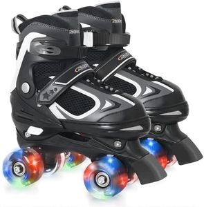 Kids Roller Skates for Boys - Black for Toddler Little Kids Age 4 5 6 7- Adjustable All Light up Wheels Indoor Outdoor Sports Birthday Gift for Son and Grandson