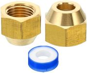 PATIKIL 5/16" Brass Flare Nut, 2pcs SAE 45 Degree Copper Flared Tube Fitting Brass Pipe Fitting for Air Conditioner Water Gas Line, Glossy