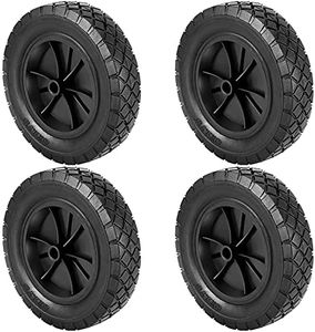 KWANJING 4 PCS 8 x 1.75 inch Solid Rubber Hand Truck Wheel, Universal Flat Free Lawn Mower Wheels with 1/2 Inch Axle, Replacement Tire for Hand Truck Dolly Cart Compressor, 110 LBS Load Capacity
