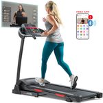 Sunny Health & Fitness Premium Foldable Treadmill for Home with Adjustable Incline, Shock Absorption, Quick Speed Buttons, Pulse Sensors, Optional Free SunnyFit App Bluetooth Connection