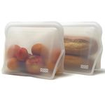 Moonmoon Reusable Silicone Bags | Reusable Freezer Bags | Set of 2 XL Stand Up Silicone Bags (1500ml, clear)