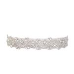 ShinyBeauty Wedding Sash Diamante 3.5cm width by 1 Yard Length Silver Crystal Rhinestone Applique,Crystal and Rhinestone Flower Bridal Dress Belts DIY Romantic Wedding Veil Beltt RA245