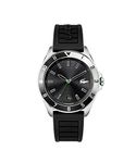 Lacoste Tiebreaker Men's Quartz Stainless Steel and Silicone Strap Watch, Color: Black (Model: 2011188), Black