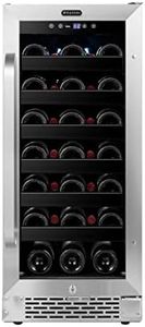 Whynter BWR-308SB Stainless Steel 15 inch Built-in 33 Bottle Undercounter Wine Refrigerator with Reversible Door, Digital Control, Lock and Carbon Filter