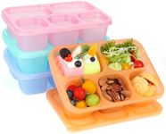 Lunbxx Bento Lunch Boxes - Reusable 5-Compartment Food Lunchables Containers, Snack Boxes For Adults Container for School, Work, and Travel, Set of 4 (Pastels)