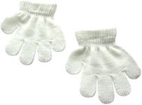 BaiX Toddler Boys and Girls Winter Knitted Writing Gloves, 1-3 Years Old, White