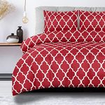 Utopia Bedding Duvet Cover Queen Size - 1 Duvet Cover with 2 Pillow Shams -3 Pieces Comforter Cover with Zipper Closure - Ultra Soft Brushed Microfiber, 90 X 90 Inches (Queen, Quatrefoil Burgundy)