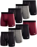 Reebok Men's Underwear - Performance Boxer Briefs with Fly Pouch (8 Pack), Black/Fig/Grey, Large