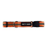 Pretty Paws Premium Reflective Dog Collar for Medium to Large Pet Breeds | Adjustable Length, Super Lightweight | Heavy Duty Metal D-Ring and Buckle (Orange)