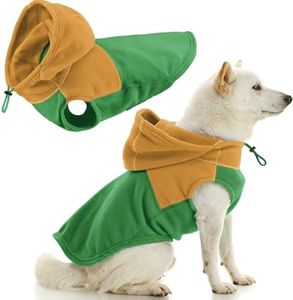Gooby Fleece Vest Hoodie Two Tone - Green, X-Large - Soft Fleece Vest Hoodie with Durable Metal Leash Ring Stylish Two Tone Dog Hoodie for Small to Medium Dogs
