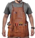 DarkRabbit 8-Pocket Leather Cut Proof Tool Apron Woodworking Apron, Carpenter Apron for Welding, Blacksmith BBQ Apron | Heat & Flame Resistant | Adjustable 33” to 54”