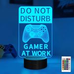 Do Not Disturb Gamer at Work Night Light,Gamepad Graphic Video Games Gamer Gift Funny 3D Illusion Lamp 16 Colors Changing Touch & Remote Control for Men Teenagers and Kids