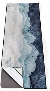 QiyI Yoga Mat Towel with Corner Pockets, Non Slip Sweat Absorbent Hot Yoga Towels, Soft Yoga Blankets with Travel Bag, Skidless Mat Cover for Workout, Gym, Fitness - 70"x26", Watercolor Mountain