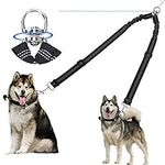 Corooci 2 Dog Leash, No Tangle 360° Swivel Rotation Heavy Duty Dog Lead for 2 Dogs, Ajustable Bungee Reflective Dual Dog Leash