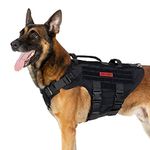 OneTigris Large Tactical Dog Harness, No Pulling Adjustable Dog Vest Harness, Heavy Duty Dog Harness with Handle, 2X Quick-Release Metal Buckle Dog Harness