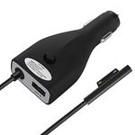 Surface Pro Car Charger, 42W 12V 2.58A Power Supply for Microsoft Surface Pro 3 Pro 4 Pro 5 Pro 6 Surface Go Surface Laptop & Surface Book with 5V 2.1A USB Fast Charging Port