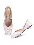 JM LOOKS Stylish Embroidered Jutti for Women/Girls | Embellished Stone Work Jutti | Wedding Bellies | Women Ethnic Shoe Traditional Mojari | Kolhapuri/Jaipuri/Punjabi Jutties | (White, 37)