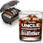 Godfather Proposal Gifts, Pregnancy Announcement Gift for Brothers & Uncles, Rocks Glass & Bourbon Barrel Set for Christmas, Only The Best Uncles Get Promoted to Godfather