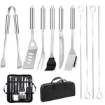 11Pcs BBQ Grill Tools Set Fathers Day Grill Gifts with Storage Bag, Practical Versatile Stainless Steel Grilling Accessories Barbecue Utensil Gifts for Men Camping Picnics Family Barbecues