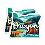 (2 Pack) Oregon State Shape Stickers - OR State Sticker - Choose from 50 States - 5 Inches On Longest Side - Premium Vinyl - for Cars, Skateboards, Laptops - Made in USA - BMCS1273