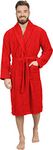 Adore Home Mens 100% Cotton Bathrobe Terry Towelling Shawl Collar Bath Robe Dressing Gown, Red, XXL