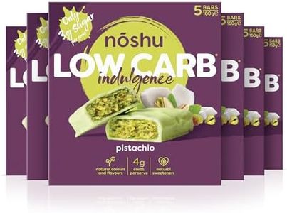 Noshu Low Carb Pistachio Indulgence Bars | Keto Snack, Sugar Free, Gluten Free | Only 4g Carbs & 3g Sugar Per Serve | No Maltitol, Premium Pistachio Nut Bar | Australian Made | 160g Box (Pack of 6)