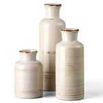 CwlwGO- Ceramic Rustic White Vase for Home Decor, Set of 3 Decorative Vases for Table, Kitchen, Living Room,Decorative Touch to Any room's Decor.Cracked Glass Glaze.…………