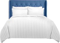 Sunshine Comforts king Size Bedding Set - 3PC Hypoallergenic Satin Stripes Microfiber Quilt king Size Duvet Cover with Pillow Cases - Breathable & Anti-Wrinkle kingsize Duvet Cover Set (White)