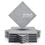 Fstop Labs Acoustic Foam Panels, 12" X 12" X 0.4" Acoustic Sound Absorbing Panel Tiles, Acoustic Panels, Absorption Insulation Treatment Used in Home & Offices (12 Pack, Grey)