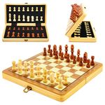 VGRASSP 12 Inch Foldable Wooden Magnetic Chessboard Set Toy - Tournament-Style Premium-Build Chess Set with Magnetic Chessmen Pieces - Ideal for Family Games - Multicolor